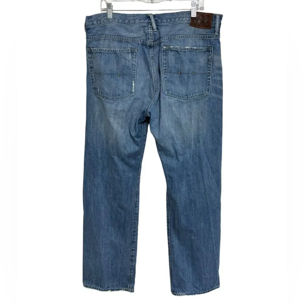 Polo Ralph Lauren Medium Wash Distressed Straight Leg Jeans - Size 36x32